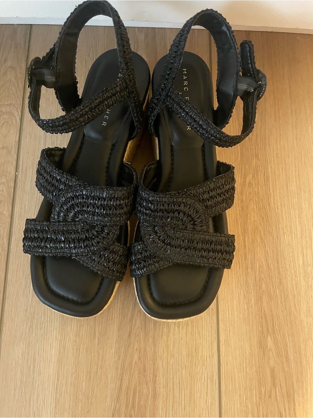 Marc Fisher Black Braided Slingback Sandals